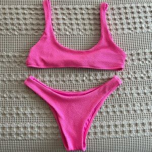 Monday Swimwear - Hot Pink Crinkle Swim Suit